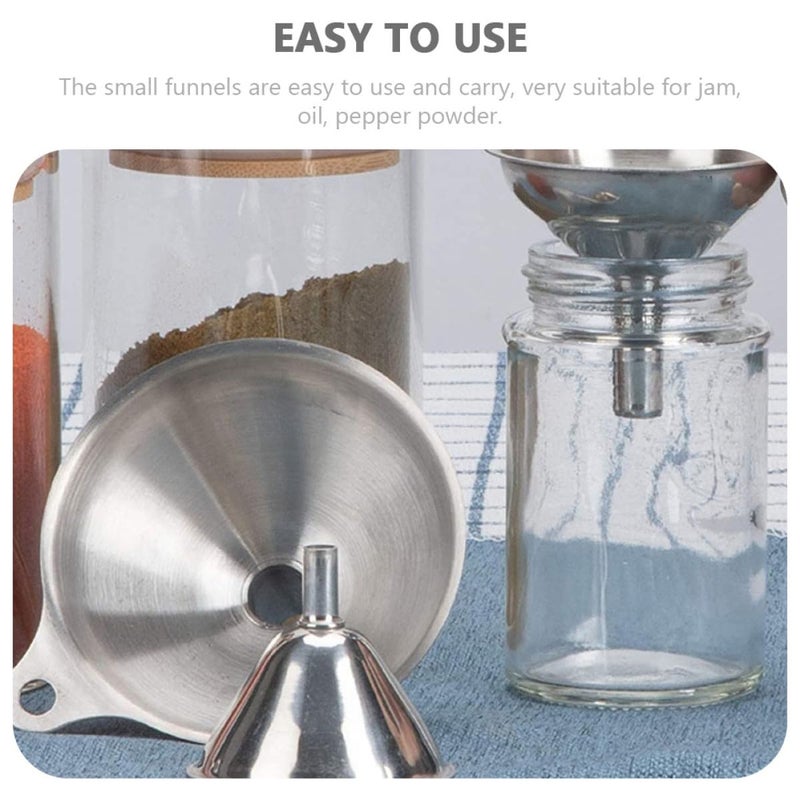 Stainless Steel Mini Funnels Set of 5 for Jam Spice Powder Kitchen Bottles Jars - Image 4